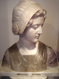 Grashe Seattle and Bellevue Fine Art Restorers. Art for sale: Marble ''Alabaster Bust on Marble Stand'' by Giovane Sposa (Italian) c.1820.