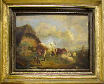 Grashe Seattle and Bellevue Fine Art Restorers. Art for sale: Painting ''Farm House'' By Johann Gotthard von Müller (Germany 1747 - 1830).