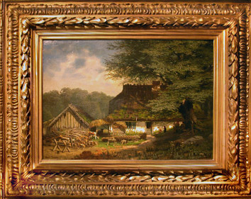 Grashe Seattle and Bellevue Fine Art Restorers. Art for sale: ''House Under the Tree'' By Bonnier (French), 1860.