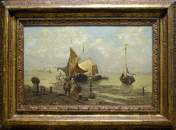 Grashe Seattle and Bellevue Fine Art Restorers. Art for sale: Painting ''Morning Fishermans Market'' by Paul Cassani, 1832-1889 (Italian).