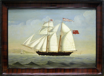 Grashe Seattle and Bellevue Fine Art Restorers. Art for sale: Painting ''Ship Portrait of the English Brig'' Harriot, c.1800.