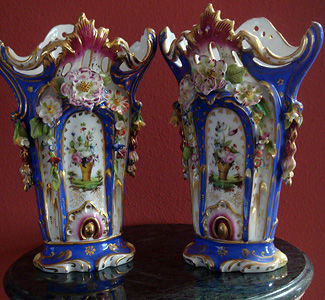 Grashe Seattle and Bellevue Fine Art Restorers. Art for sale: Jacob Petit. Rare Pair of Vases.